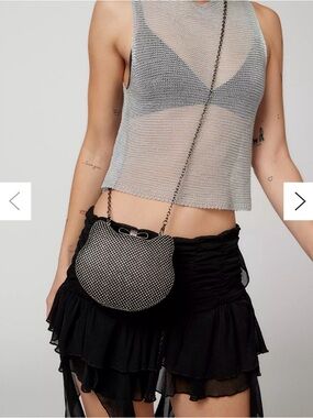 Black Crystal-Embellished Crossbody Bag